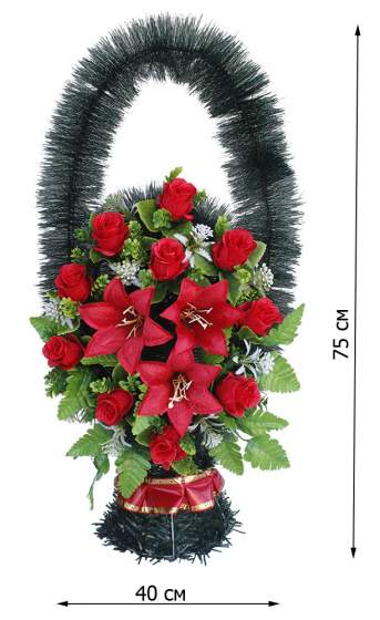 Корзина с цветами для обряда похорон украшенная № 1,15