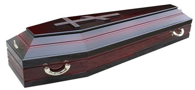 Гроб ХОМЕР №14 темный накладной крест (200см)