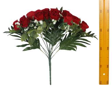 Букет роз бутон барх с листом феникса (13гол 50см 10шт) J002 M002
